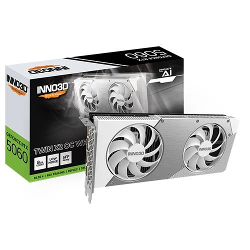 INNO3D RTX 5060 Twin X2 OC White SFF 8GB GDDR7 Dual Fan Graphics Card